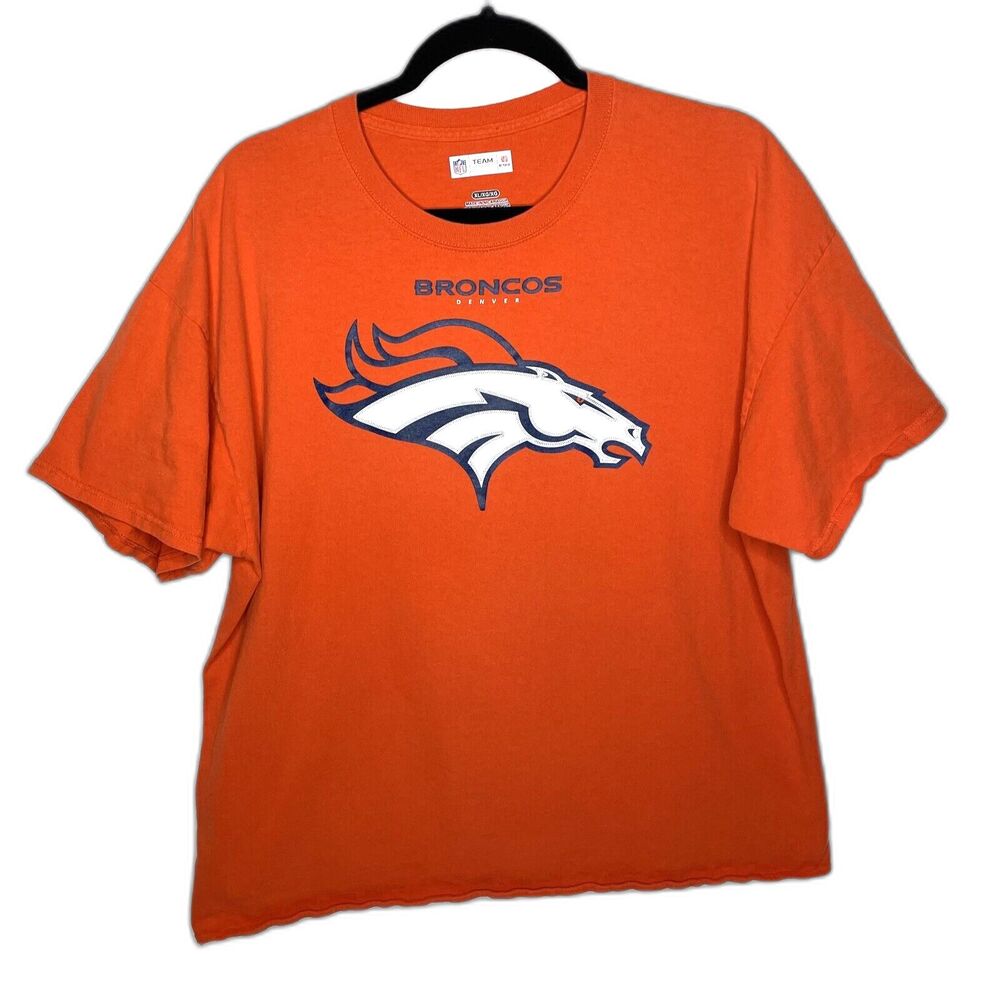 Denver Broncos Shirt Size X-Large XL Orange Blue/White Tee NFL Football Adult